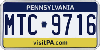PA license plate MTC9716