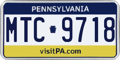 PA license plate MTC9718
