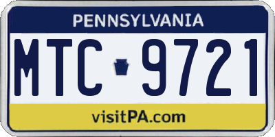 PA license plate MTC9721
