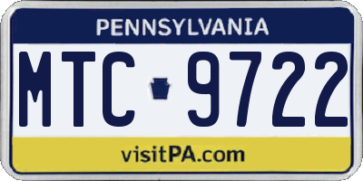 PA license plate MTC9722