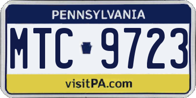 PA license plate MTC9723