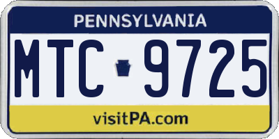 PA license plate MTC9725