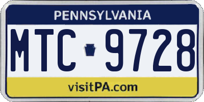 PA license plate MTC9728