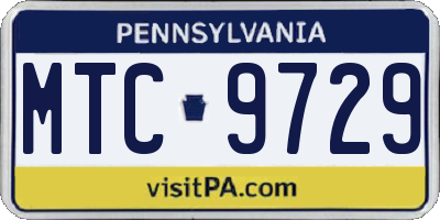 PA license plate MTC9729