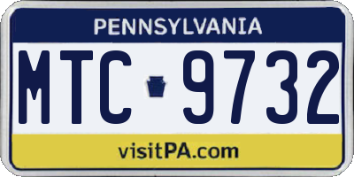 PA license plate MTC9732