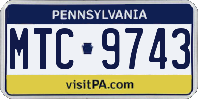 PA license plate MTC9743