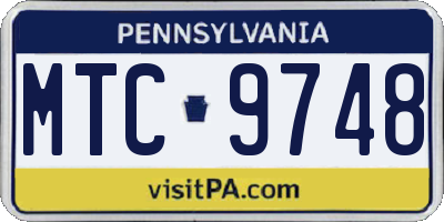 PA license plate MTC9748