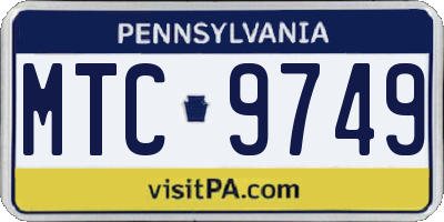 PA license plate MTC9749