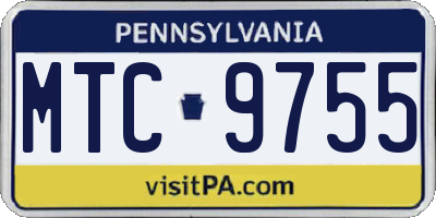 PA license plate MTC9755