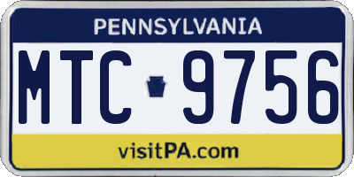 PA license plate MTC9756