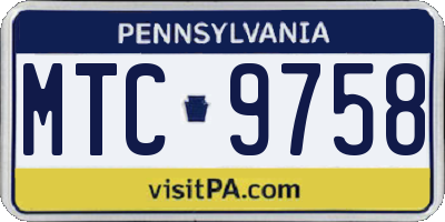 PA license plate MTC9758