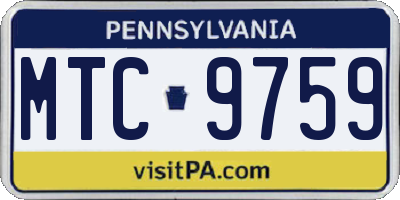 PA license plate MTC9759
