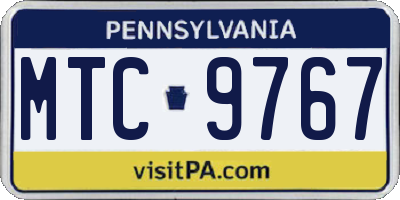 PA license plate MTC9767