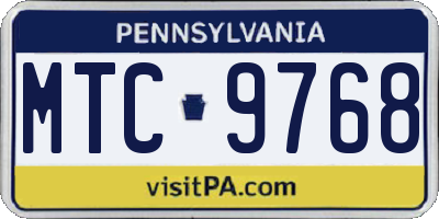PA license plate MTC9768