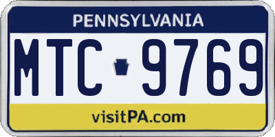 PA license plate MTC9769