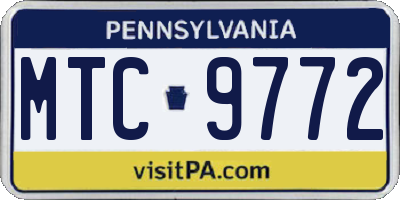 PA license plate MTC9772