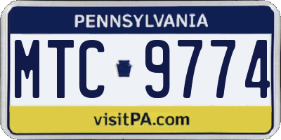 PA license plate MTC9774