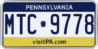 PA license plate MTC9778