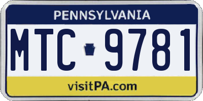 PA license plate MTC9781
