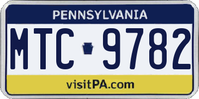 PA license plate MTC9782