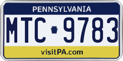 PA license plate MTC9783