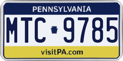 PA license plate MTC9785