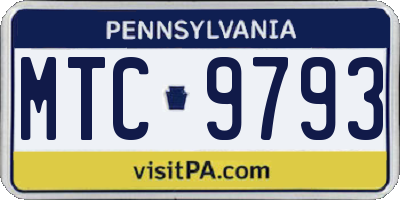 PA license plate MTC9793