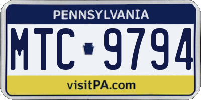 PA license plate MTC9794