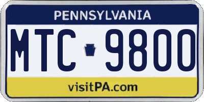 PA license plate MTC9800