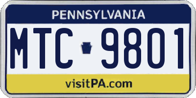 PA license plate MTC9801