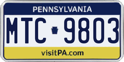 PA license plate MTC9803