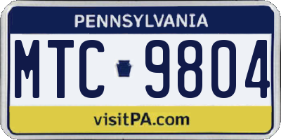 PA license plate MTC9804