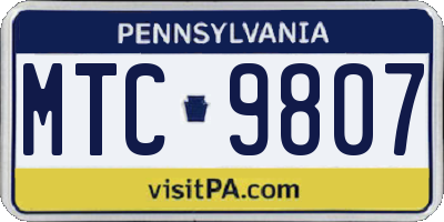 PA license plate MTC9807