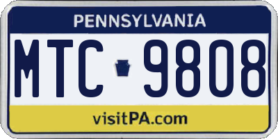 PA license plate MTC9808