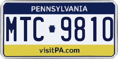 PA license plate MTC9810
