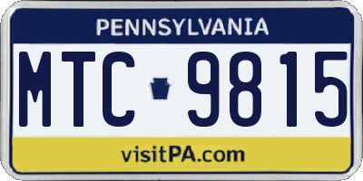 PA license plate MTC9815
