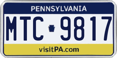 PA license plate MTC9817