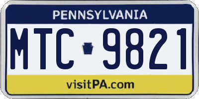 PA license plate MTC9821