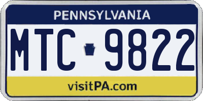 PA license plate MTC9822