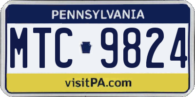 PA license plate MTC9824