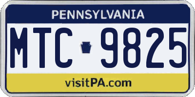 PA license plate MTC9825