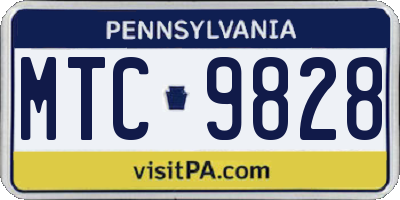 PA license plate MTC9828