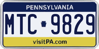 PA license plate MTC9829