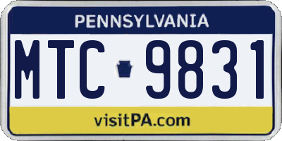 PA license plate MTC9831