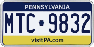 PA license plate MTC9832