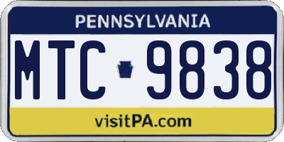 PA license plate MTC9838