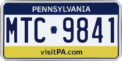 PA license plate MTC9841