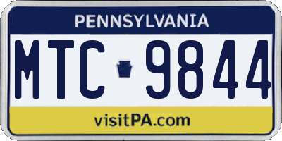 PA license plate MTC9844