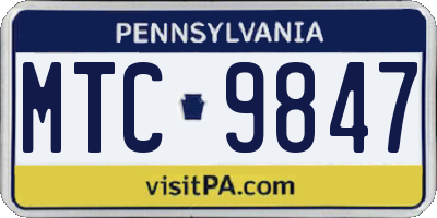 PA license plate MTC9847