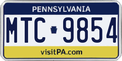 PA license plate MTC9854